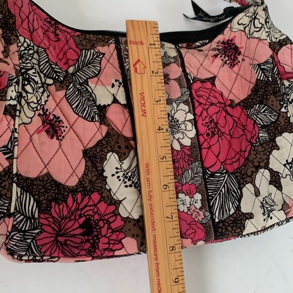 Vera Bradley Mocha Rouge Brown Pink Ecru Floral Quilted Crossbody Shoulder Bag - Picture 14 of 15